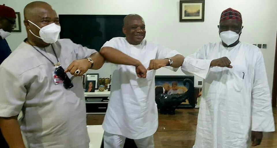 Gov. Uzodimma, Kwankwaso Visit Orji Kalu (PHOTOS)