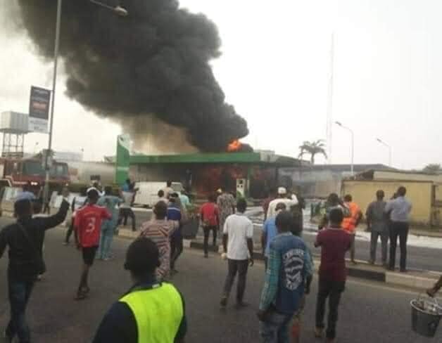 Petrol Station On Fire In Lagos